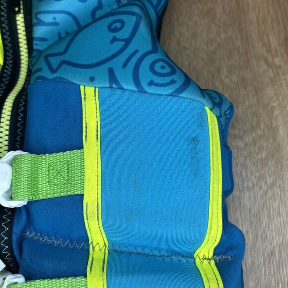 Hyperlite Wake Co Boating Life Vest Floatation Child Size 33-55 LBS Blue Green - Picture 2 of 7